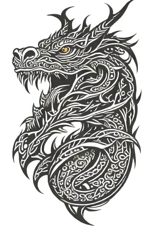 Tribal Dragon Head Emerging Tattoo Design