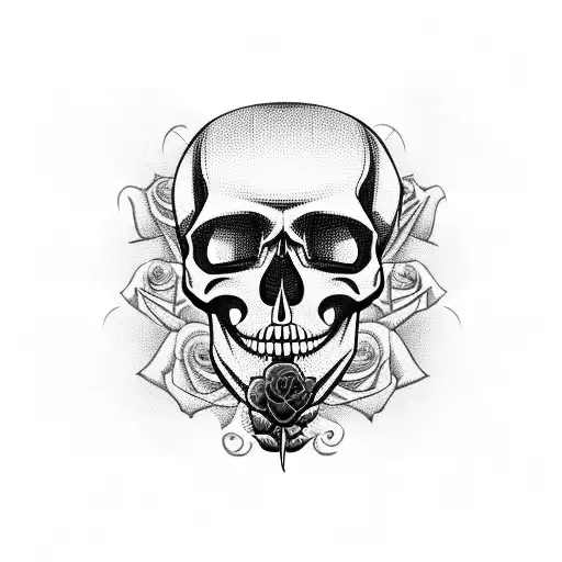 Sad Skull With Roses