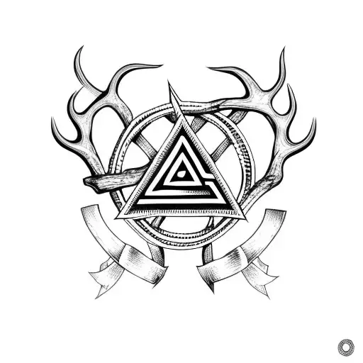 Valknut Symbol Deer Antlers