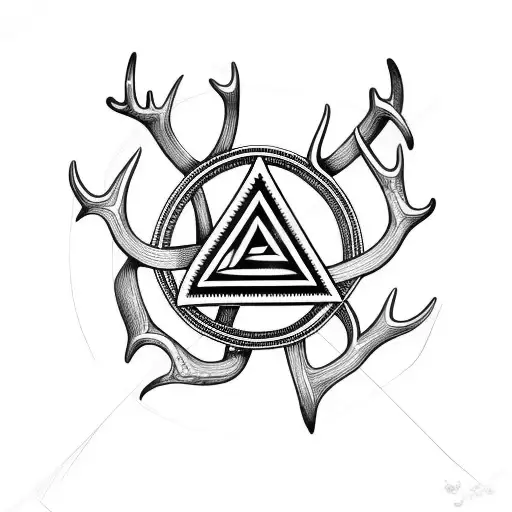 Valknut Symbol Made Of Deer Antlers