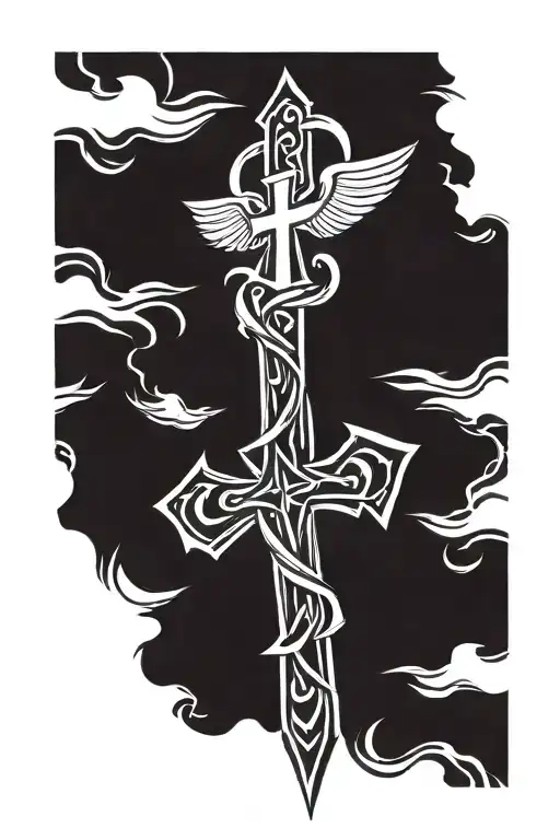 Christian Cross With Angel