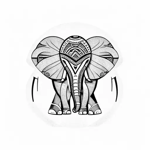 A Maori-inspired Elephant Surrounded By Jungle Foliage