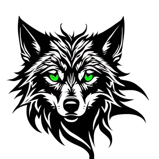 Wolf With Green Eyes