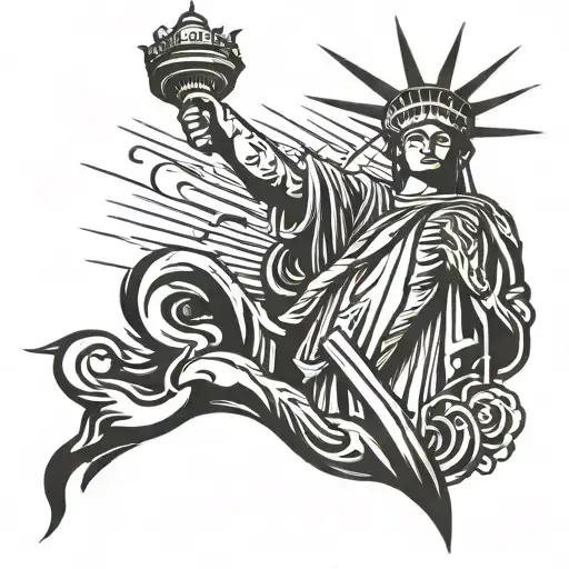 Statue Of Liberty Shooting Fire