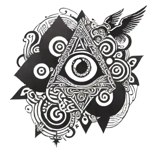 Prymid And All Seeing Eye Surrounded My Music Notes