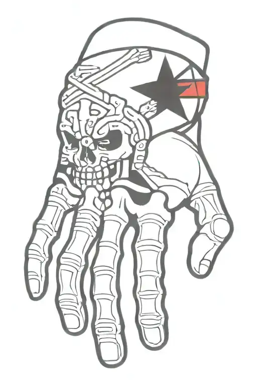 Hand Skeleton Tattoo Design With Puerto Rican Flag Integrated