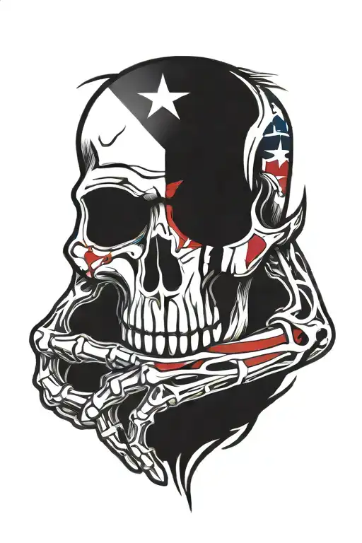 Hand Skeleton Tattoo Design With Puerto Rican Flag Integrated