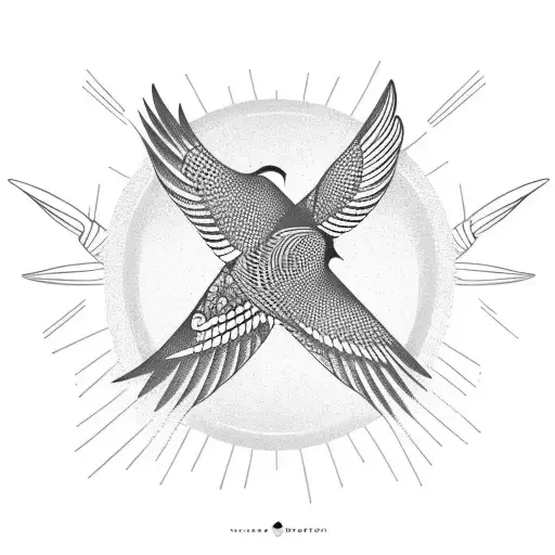 Birds Flying In Vertical Line