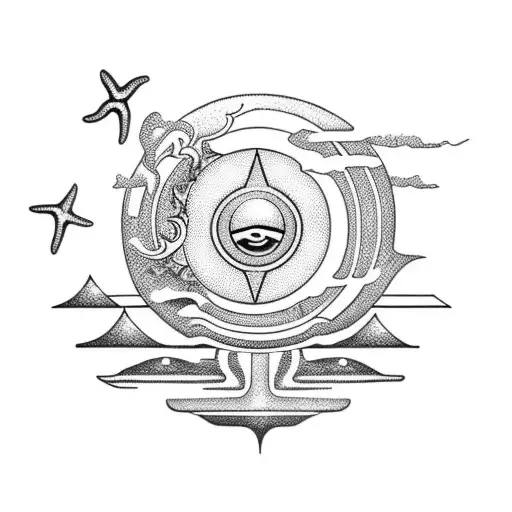 Aquarius On The Beach With Sunset