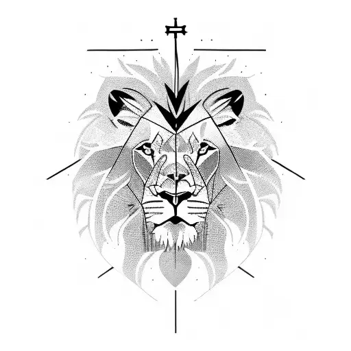 Lion Of Juda Inside A Cross