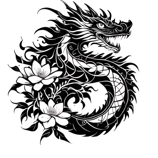 Dragon With Flowers