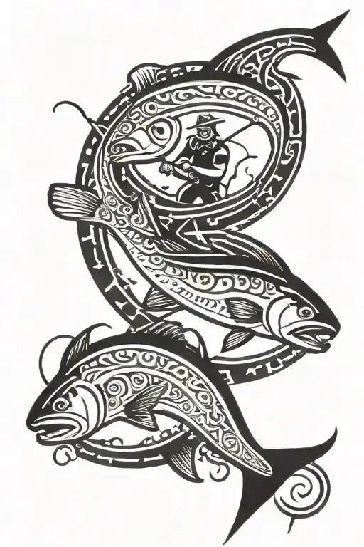 Hunting And Fishing Scene