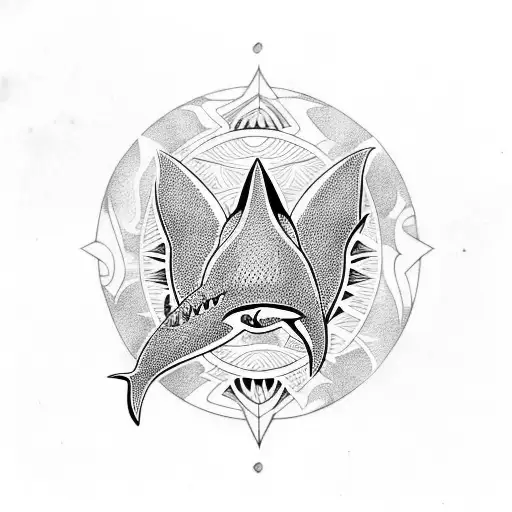 Tribal Filipino Design With Shark And Manta Ray