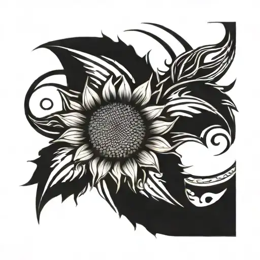 Sunset Of A Sunflower On The Sea Waves