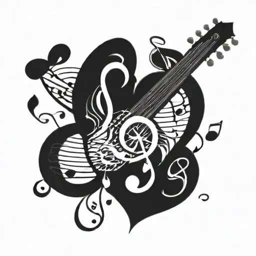 Treble Clef And Bass Clef Heart Surrounded By Music Notes
