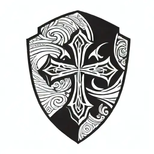 Cross Inside Shield Engraved