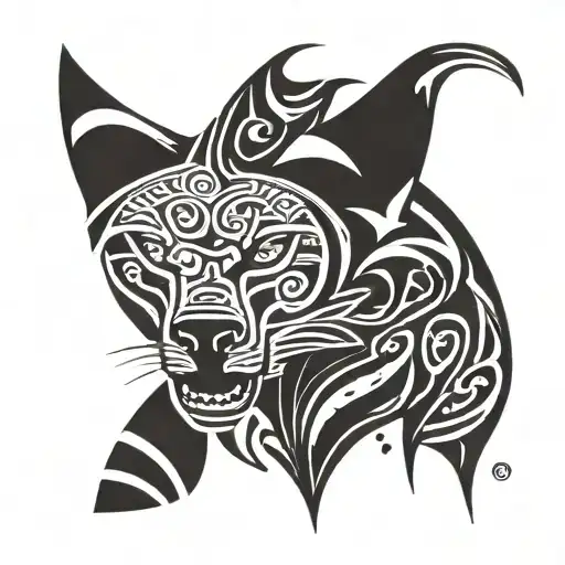 Maori Wolf Blending Tribal Patterns