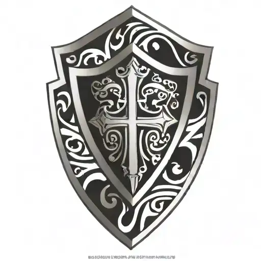 Cross Inside Shield Engraved