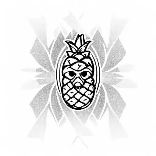 Pineapple With Palm Tree