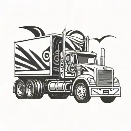 A Small Black And White Semi Truck