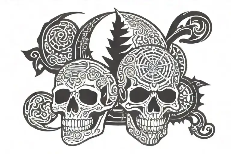 Grateful Dead Skull With Canadian Elemensts