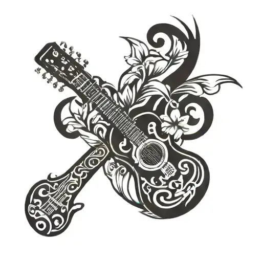 Guitar And Lily Flower