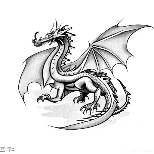 A Sketch-style Dragon With Elements Inspired By Popular Computer Games