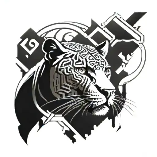 Belizean Panther With Mayan Ruins Intertwined