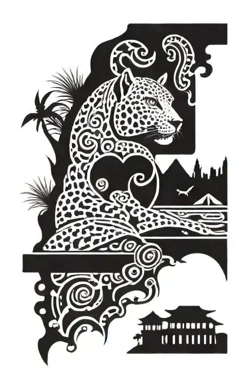 Tribal Belize With Leopard And Mayan Ruins Hidden