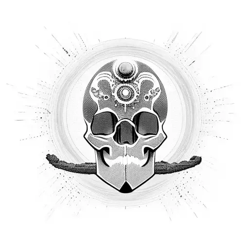 Skull In A Surreal Cosmic Landscape