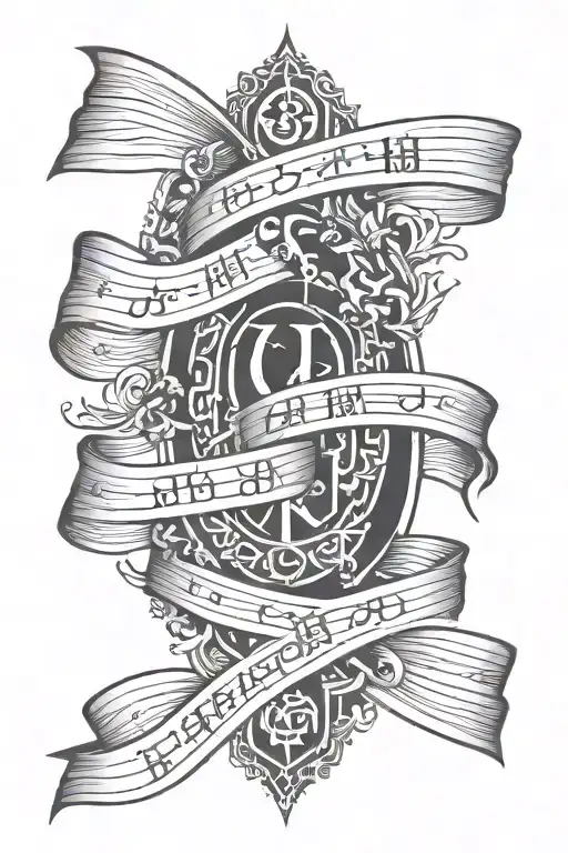 Roman With Japanese Letters Joined With A Ribbon