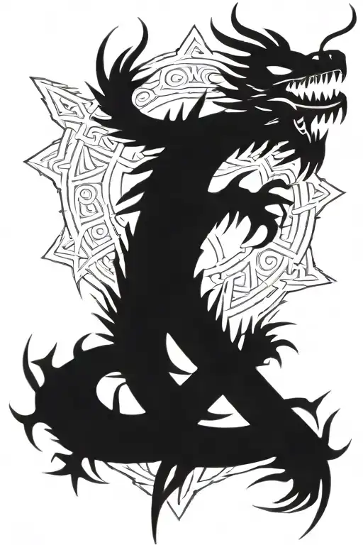 Cross With Aztec Dragon Wrapped