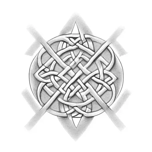 Masculibe Initials A And J In Celtic Font Inside Of A Tribal Trinity Knot