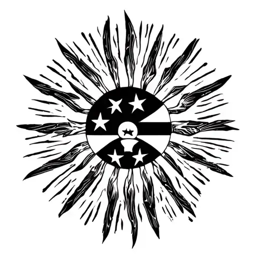 Puerto Rican Tribal Sun Amarican Flag Bazillion Jiu Jitsu