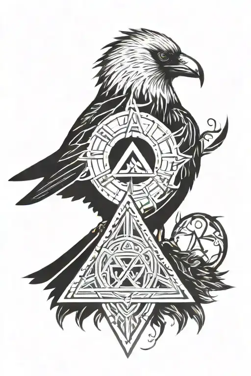 Odin Ravens Huginn And Muninn With A Valknut Y Vegvisir