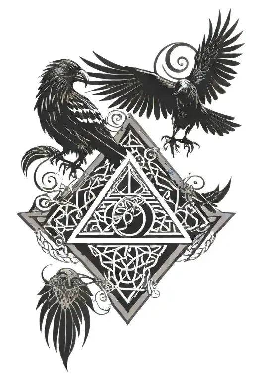 Odin Ravens Huginn And Muninn With A Valknut Arkangel Yggdrasil