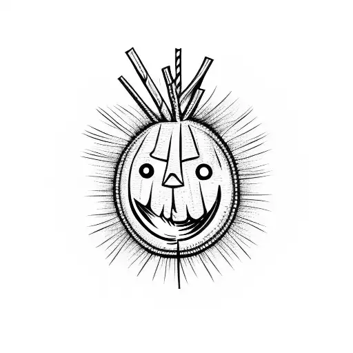 Tender Coconut With A Straw In Basquiat Style