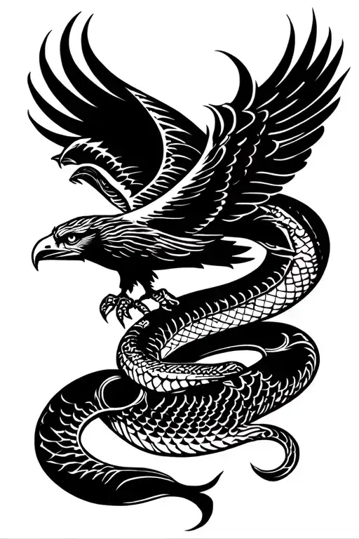 Hawk Swooping Up Snake