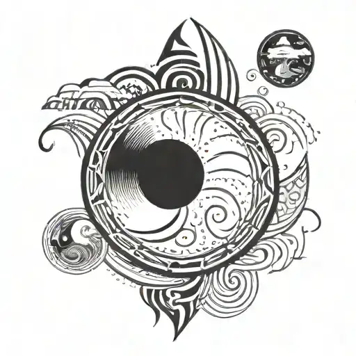 Moon Phases Being Surrounded By Flowing Water