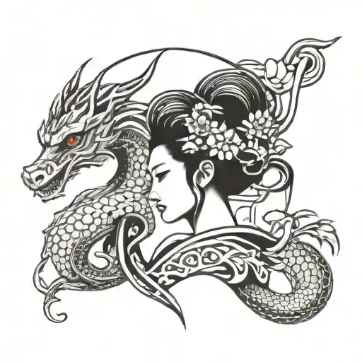 Geisha Holding Dragon Head
