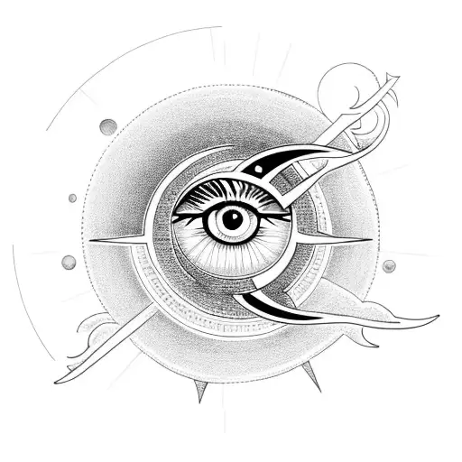 Eye Of Horus And Ra With Sun And Moon