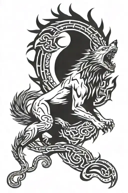 Fenrir Breaking Chains And Eating Sun