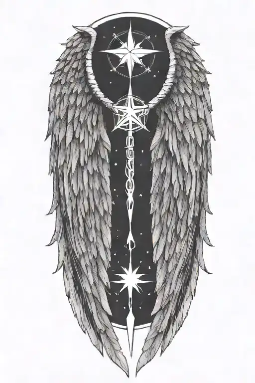 Angel Wings Wrapped Around Northern Star Passing Change Hardship
