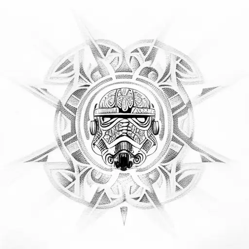 An Intricate Dotwork Tattoo Of A Tribal Design Inspired By Star Wars