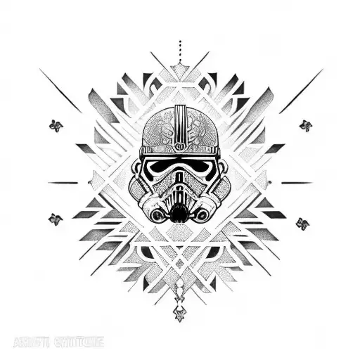 An Intricate Dotwork Tattoo Of A Tribal Design Inspired By Star Wars