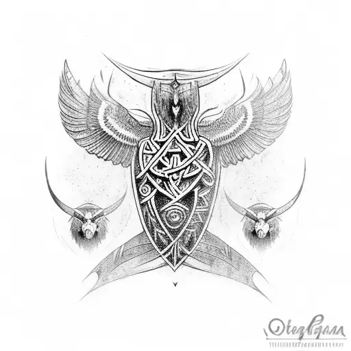 Hugin And Munin Upper Back Symetrical Norse Style