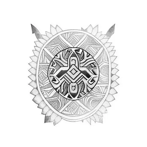 Traditional Samoan Tattoo With Turtle