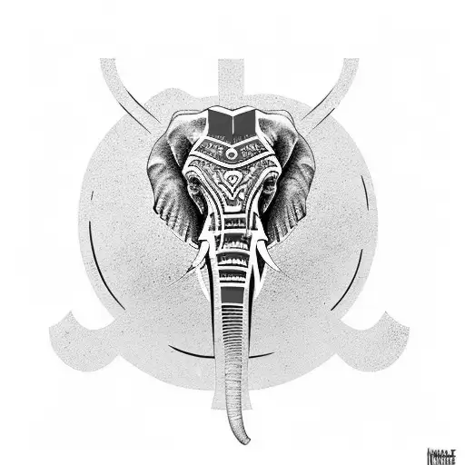 Elephant Warrior With Red Paint On Face