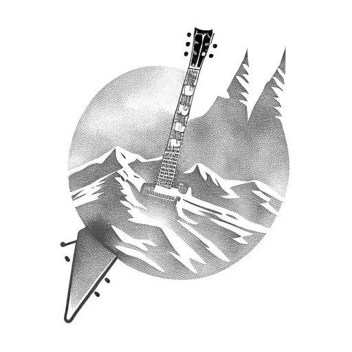 Gibson Guitare And Mountain With Trees