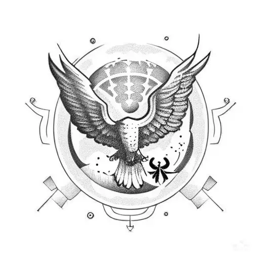 Eagle Globe And Anchor Tattoo With A Purepechua Style